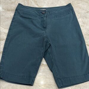 J.Jill Slate Blue Stretch Bermuda Shorts‎ Split Cuff Pockets Size 4